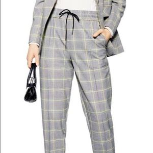Topshop plaid checkered pants, yellow and gray - size 4